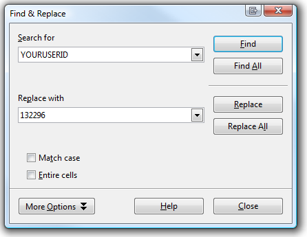 Find YOURUSERID and replace with your User ID Find YOURUSERID and replace with your User ID